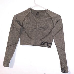 Echt Khaki Arise Scrunch Crop Top - sportswear